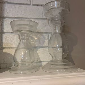 pair of Glass tiered candleholders